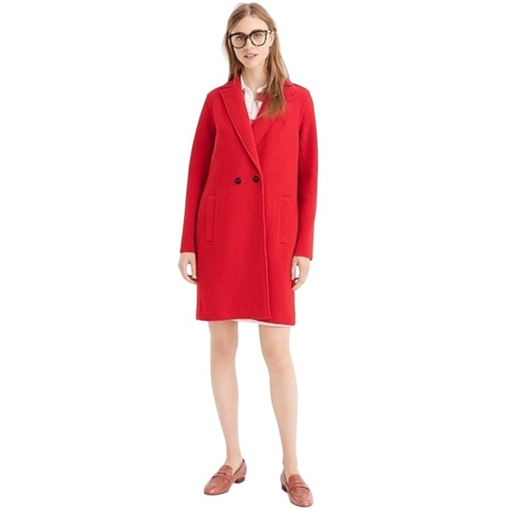 J. Crew Jackets & Blazers - J Crew Womens Daphne Topcoat Italian Boiled Wool Bright Red Size 14